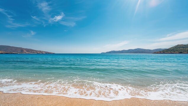 Sea in Greece on a bright summer day, ideal for relaxation and travel