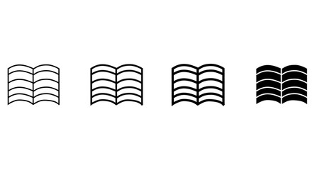 Open book icon, read symbol sign in solid, filled, thin line, outline and stroke style