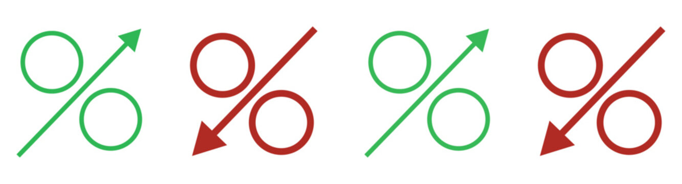 Percentage arrow icons, growth and decline . increase and decrease icons. for business, finance and analytics themes