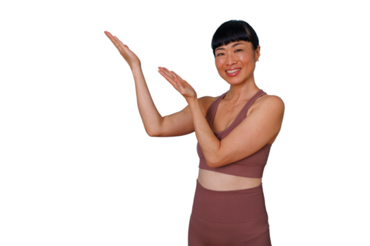 Professional businesswoman having phone call, gesturing with hand, communicating on a transparent background