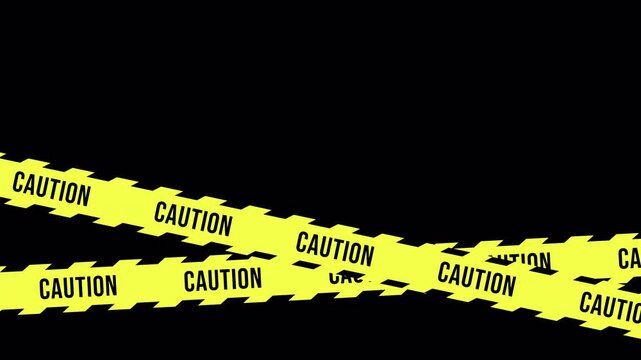 Caution tape warning police line on alpha channel transparent background. Seamless stripes security ribbons set warning tapes lines barrier borders. 4k animation video
