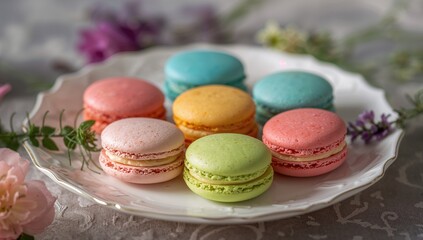 Colorful French Macaroon Pastries, a delightful treat offering a refined sugar load