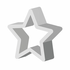 Clean Block 3D Vector Star Cookie Cutter Icon. Solid Color Metallic Silver Blocks for Depth.