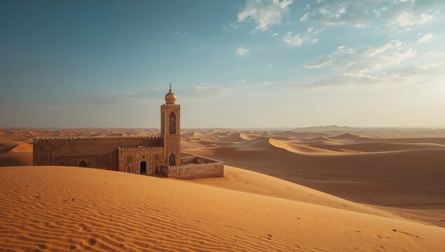 Historic Moroccan mosque view, showcasing architectural preservation