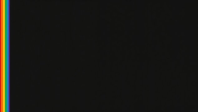 Colorful rainbow ribbon border design isolated against a black backdrop, ideal for LGBTQ pride themes - Powered by Adobe