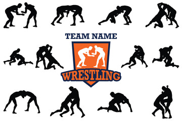 Wrestling Silhouette Sport Physical Athletic