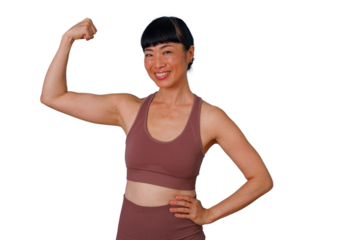 Businesswoman standing, looking down at smartphone, texting and interacting with mobile technology, transparent background