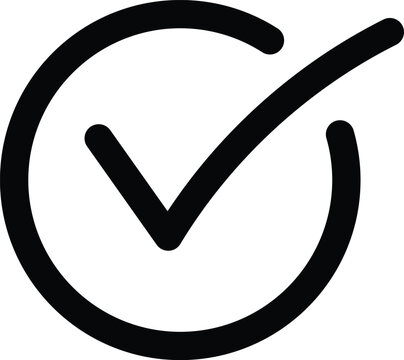 a bold black check mark complete icon