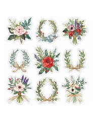 Watercolor floral bouquets and wreaths with greenery and ribbon bows isolated on white background