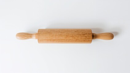 Naklejka premium Rolling pin on a plain white surface, essential tool for baking and cooking