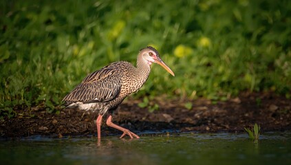 Naklejka premium Swamp Chicken Near the Water, focus on wildlife habitat
