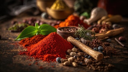 Vibrant array of Indian cooking spices, emphasizing natural ingredients for culinary creativity
