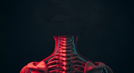 Autonomic nervous system diagram, Human Spine Anatomy Model with Nerves and Muscles, Red and Blue