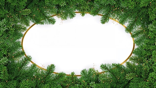 Christmas tree branches on a white backdrop, suitable for festive card design