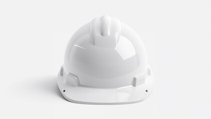 Fototapeta premium White hard hat on a white background, safety equipment for construction