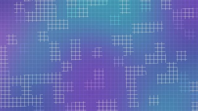 Blue purple gradient background with white matrix style grid lines forming abstract digital blocks for tech celebrations futuristic design themes global digital events and modern creative projects