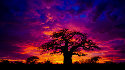 Sunset tree sky clouds colors nature landscape silhouette skyline horizon tranquility beauty vibrant serene evening sky colors sunrise sun glow tranqil