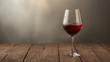 Toned wine glass resting on a wooden surface, suitable for rustic-themed gatherings