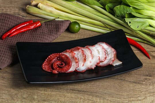 Raw octopus sashimi snack apetizer