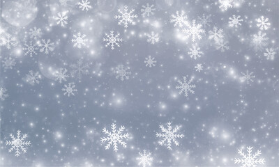 Abstract blue Christmas winter background illustration with sparkling snowfall decoration and stars