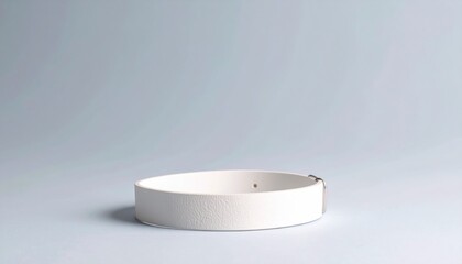 Minimalist White Round Pedestal Display on a Light Gray Background.
