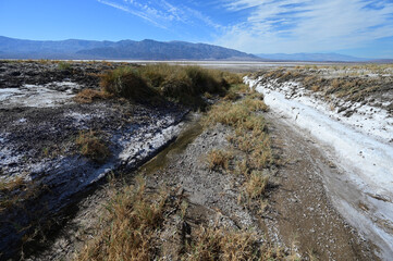 Stream in a gulley at the  basin of Death Valley in California in November 2025.