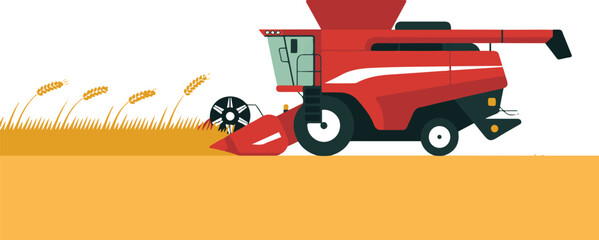 Combine harvester machine in wheat field vector illustration © MDMUKTADIR