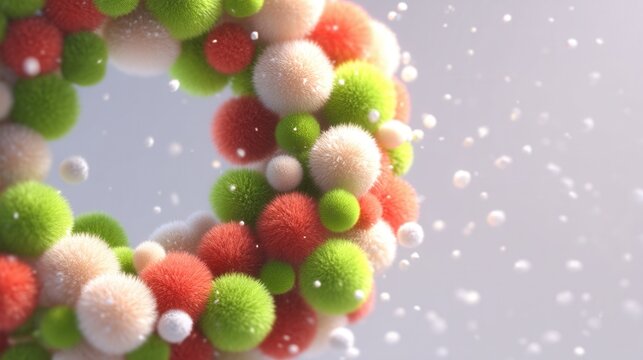 groovy christmas Colorful abstract design with spherical shapes and floating particles. - Powered by Adobe