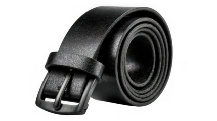 Classic black leather belt with matte buckle