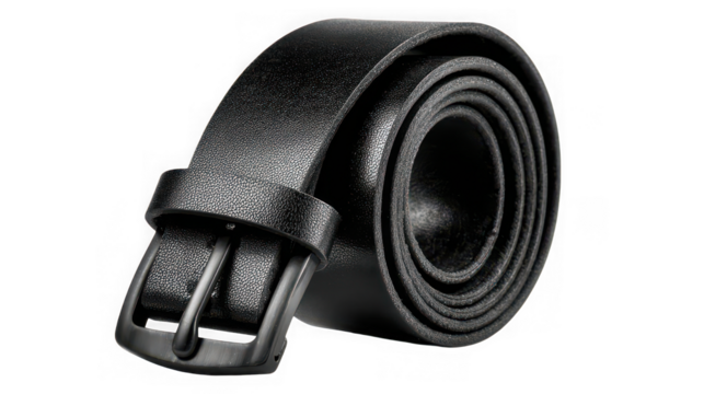 Classic black leather belt with matte buckle