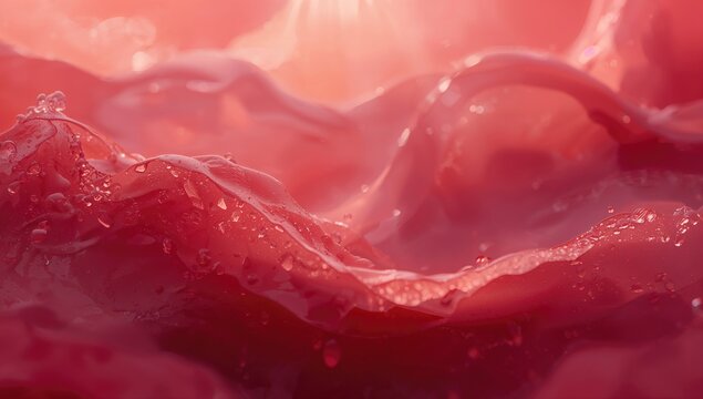 Waves on a crimson backdrop, creating a dynamic visual effect