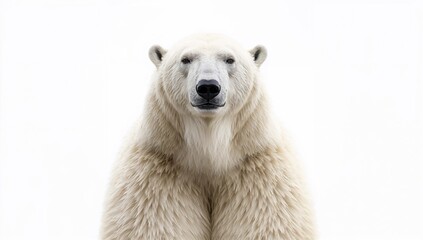 Fototapeta premium Polar bear on a white backdrop, emphasizing isolation
