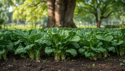 Spinach plants ready for harvest, fiber-dense choice