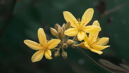 Tecoma stans flowering shrub with vibrant yellow blooms, beneficial for pollinators