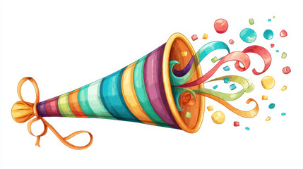 Colorful party horn blower clipart for new year celebration accessories in festive environment