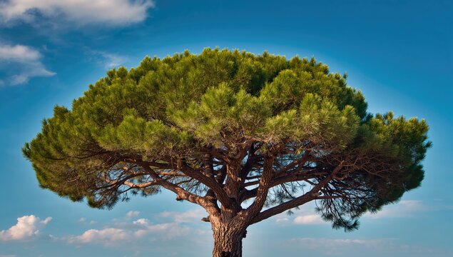 Cedar of Lebanon tree set against a bright blue sky, emphasizing preservation