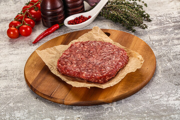 Raw beef burger cutlet for grill