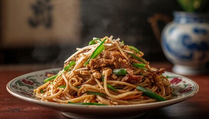 Thai dish Pad Thai with pork, fiber-dense choice