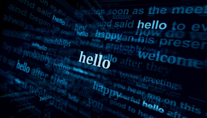 Obraz premium Hello greeting headline titles media 3d illustration