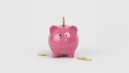 Pink piggy bank set against a white backdrop, a representation of finance and money-saving themes