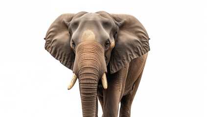 Obraz premium Elephant standing alone on a plain white backdrop