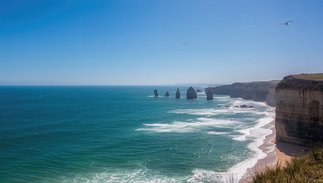 Cliffs overlooking ocean waves at a rocky shore, erosion risk