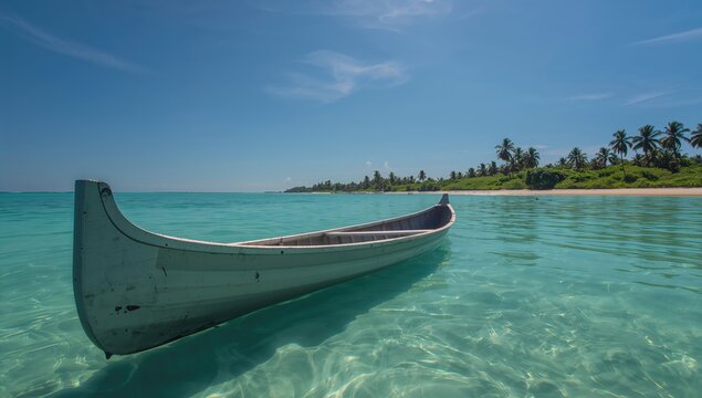 Sunken aluminum canoe resting in shallow waters, erosion risk - Powered by Adobe