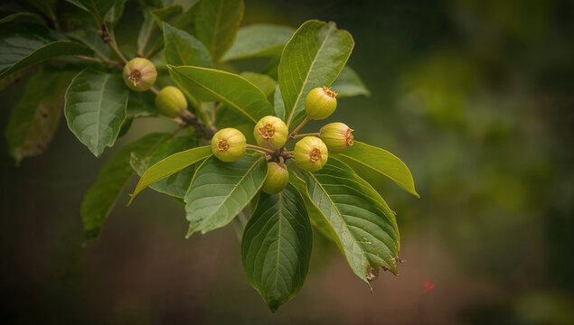 Leaves and blooms of Bidara ziziphus mauritiana, showcasing natural beauty, seasonal change