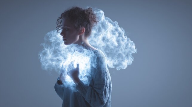 Person with glowing lungs, symbolizing asthma and breathing difficulties.
