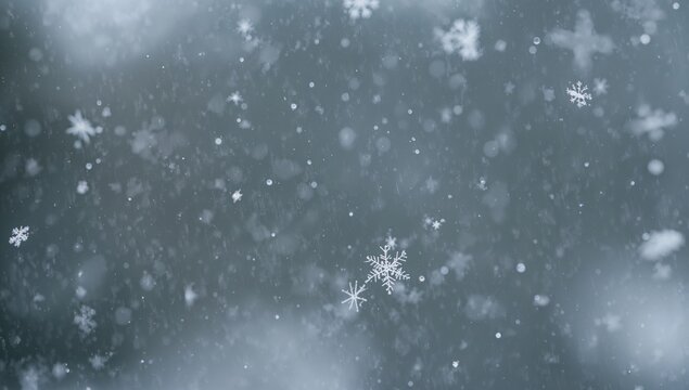 Real snowflakes photographed amidst a snowfall in natural environments and low temperatures, showcasing seasonal change