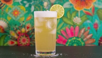 Mexican beer cocktail chelada made with light beer and lime juice, refreshing drink choice