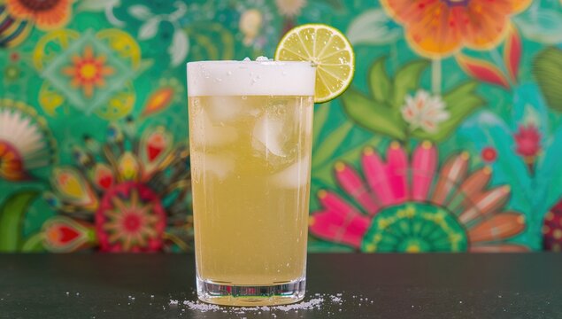 Mexican beer cocktail chelada made with light beer and lime juice, refreshing drink choice