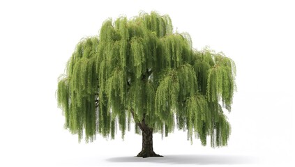 A single evergreen tree against a white background, showcasing seasonal change