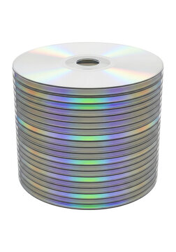 Digital Media Storage Solutions: A Stack of Undefined Discs, Cut Out, Clipping Path, Isolated on a Transparent PNG Background.